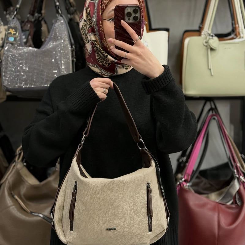 NASBAG Çift Ana Bölmeli Kadın El ve Omuz Çantası - 1397 - 3