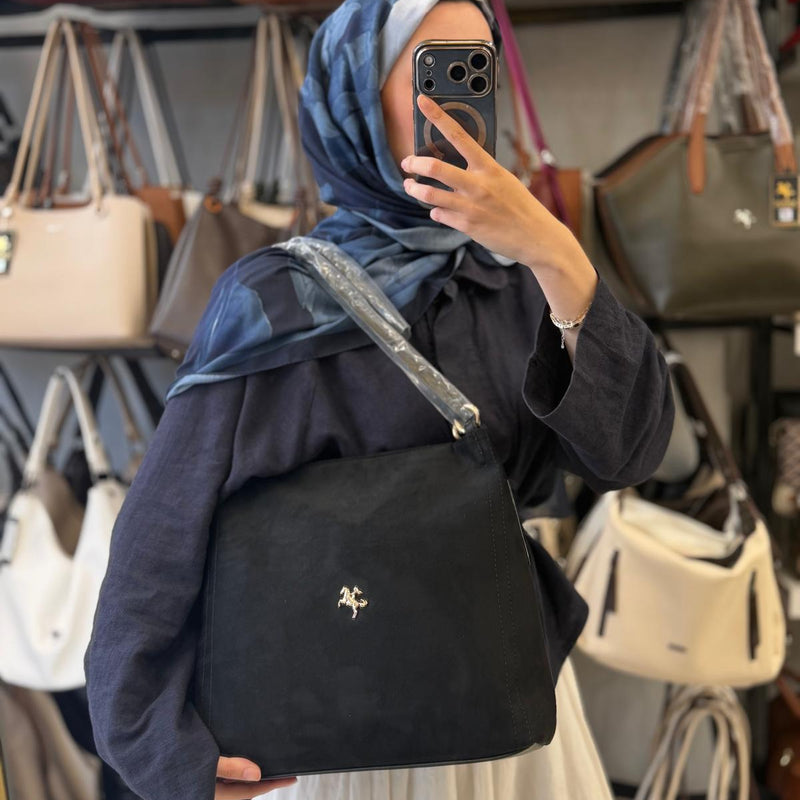 Nas Bag Süet Dokulu Şık & Geniş Omuz Çantası | Zamansız Tasarım Ve Fonksiyonel Kullanım - 1394 - 2