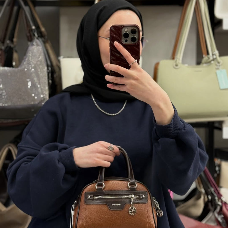 NASBAG Yumuşak Dokulu Fermuarlı Kadın El ve Omuz Çantası - 1494