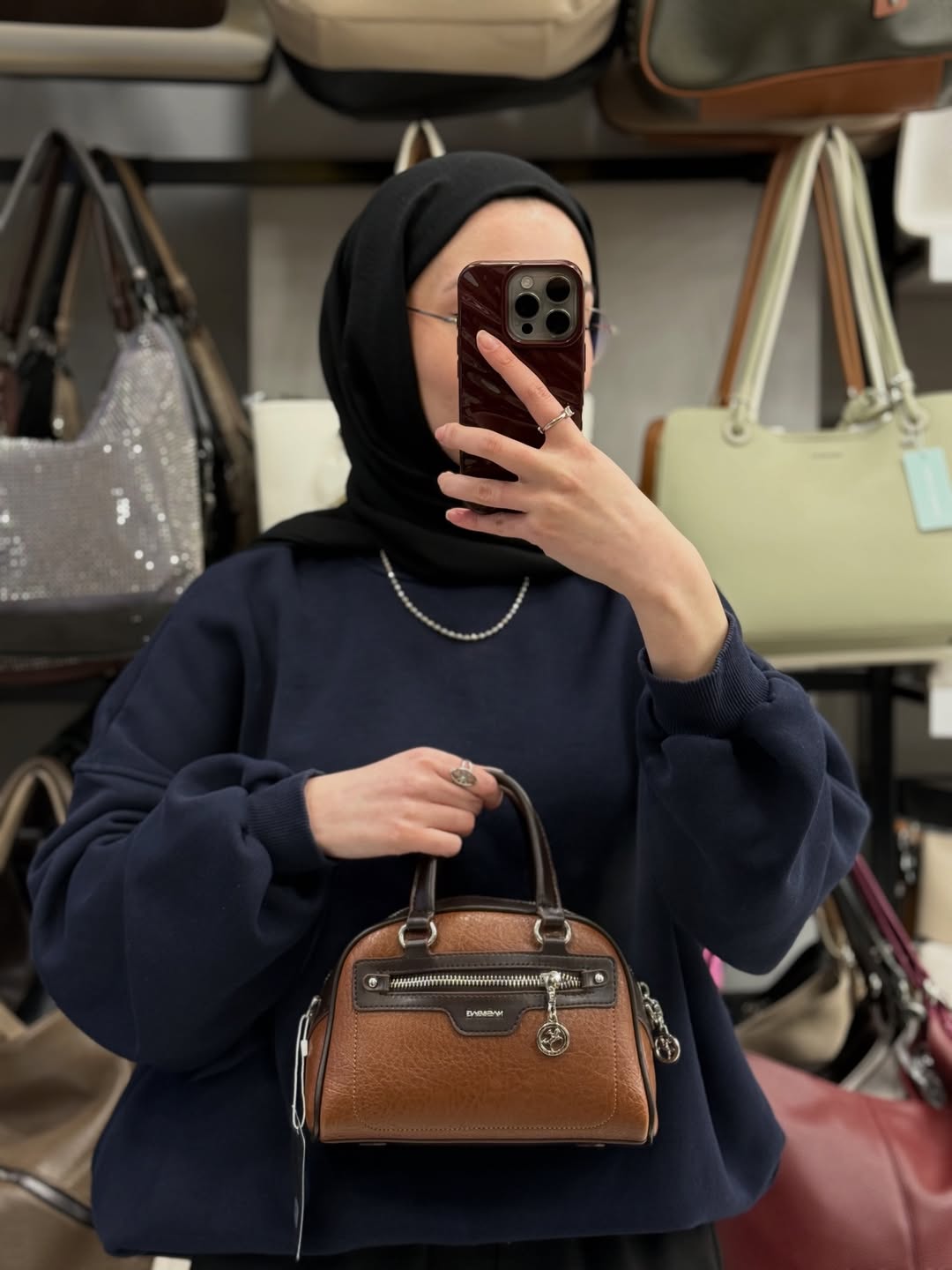 NASBAG Yumuşak Dokulu Fermuarlı Kadın El ve Omuz Çantası - 1494