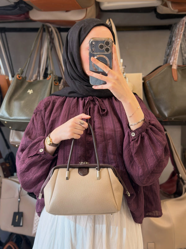 Nas Bag Kum Kahve Çok Bölmeli ve Yumuşak Dokulu El ve Omuz Çantası - 1420