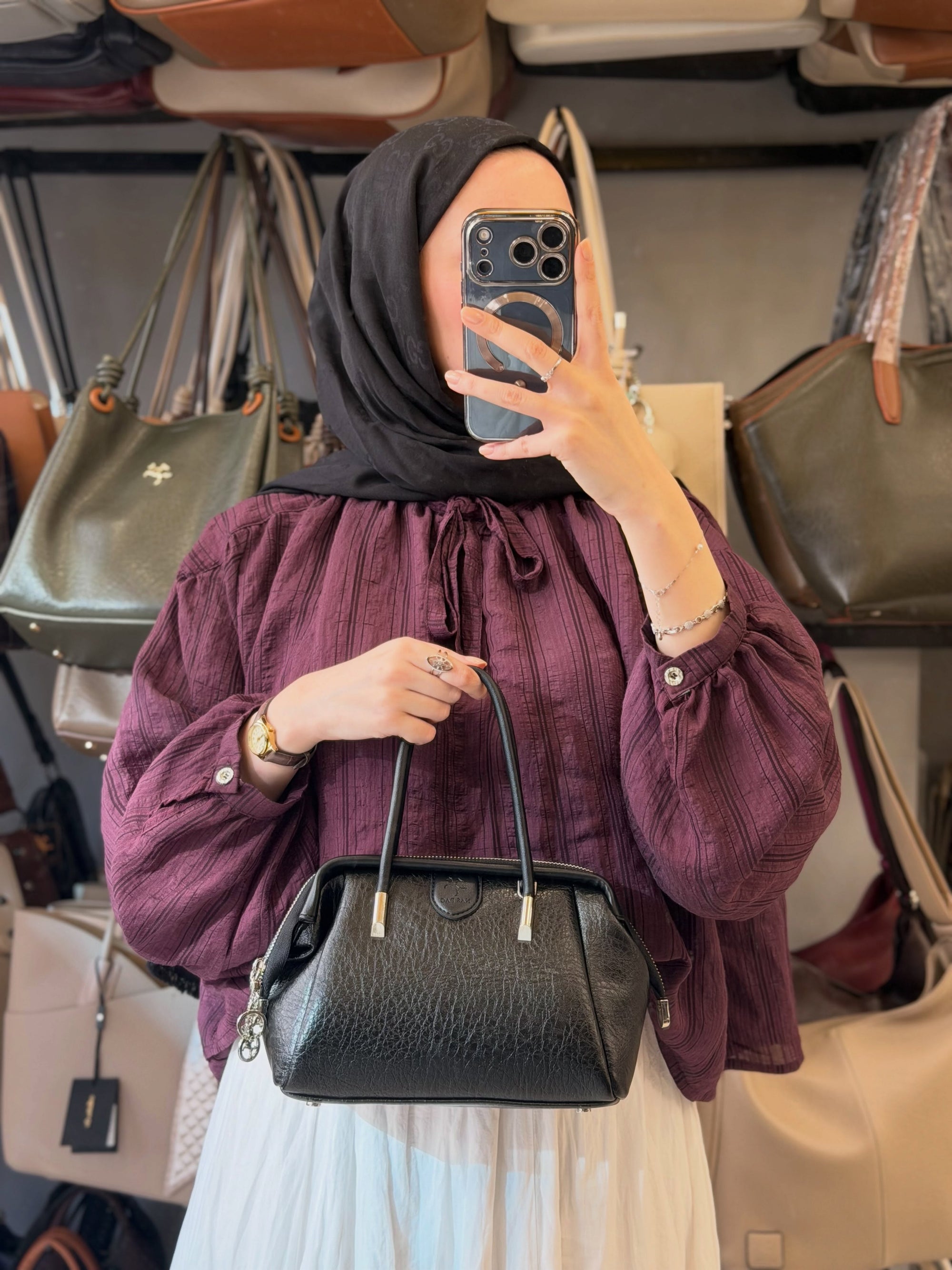 Nas Bag Siyah Çok Bölmeli ve Yumuşak Dokulu El ve Omuz Çantası - 1420