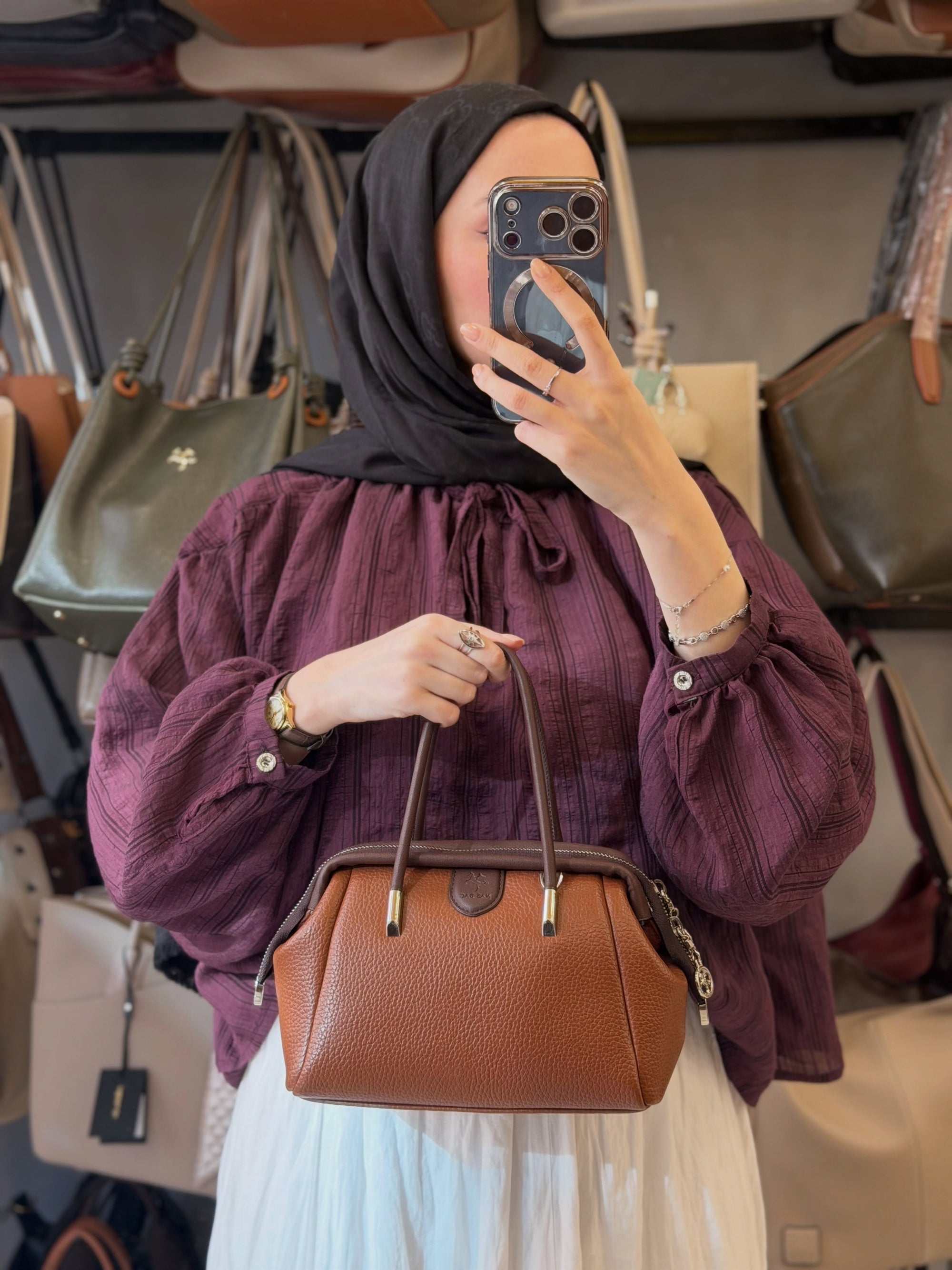 Nas Bag Taba Kahve Çok Bölmeli ve Yumuşak Dokulu El ve Omuz Çantası - 1420