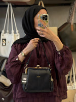 Nas Bag Burslu Klipsli Lacivert Rengi Vintage Omuz ve Çapraz Çanta - 1432