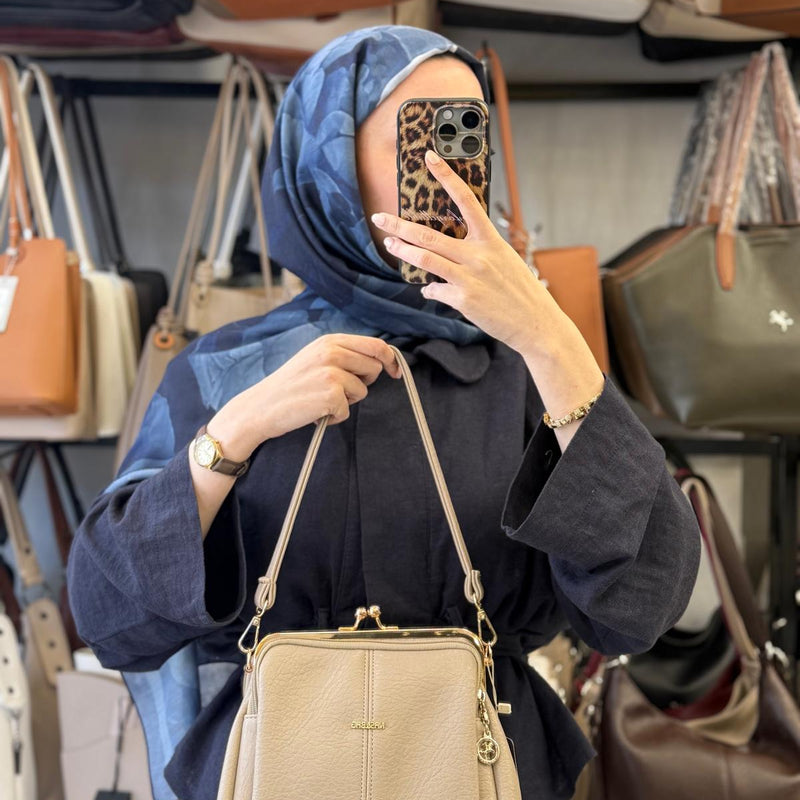Nas Bag Burslu Klipsli Kum Vintage Omuz ve Çapraz Çanta - 1432