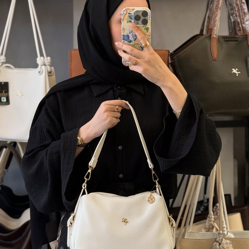 Nas Bag Beyaz Kadın Omuz ve Çapraz Çanta Çok Gözlü Şık Tasarım - 1433 - 4