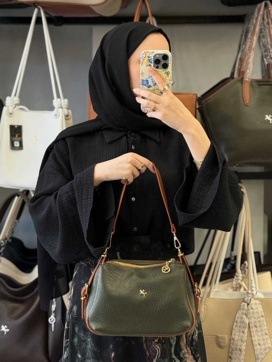 Nas Bag Haki Kadın Omuz ve Çapraz Çanta Çok Gözlü Şık Tasarım - 1433
