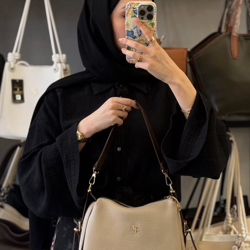 Nas Bag Kum Kahve Kadın Omuz ve Çapraz Çanta Çok Gözlü Şık Tasarım - 1433