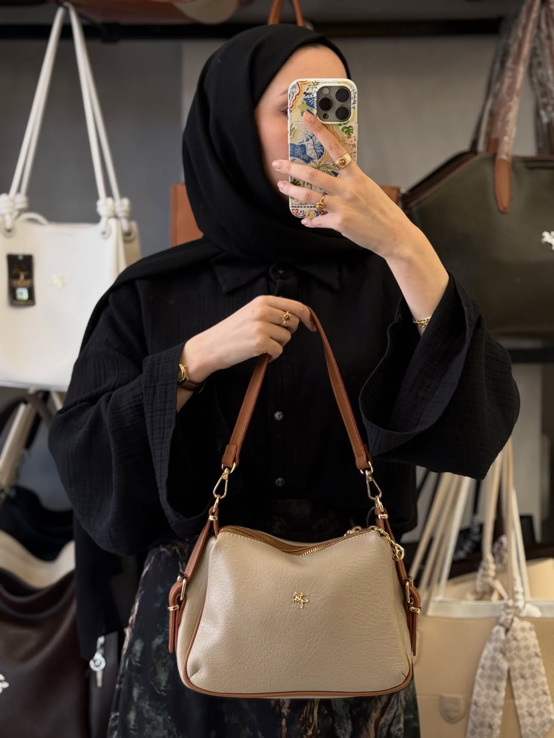 Nas Bag Kum Taba Kadın Omuz ve Çapraz Çanta Çok Gözlü Şık Tasarım - 1433