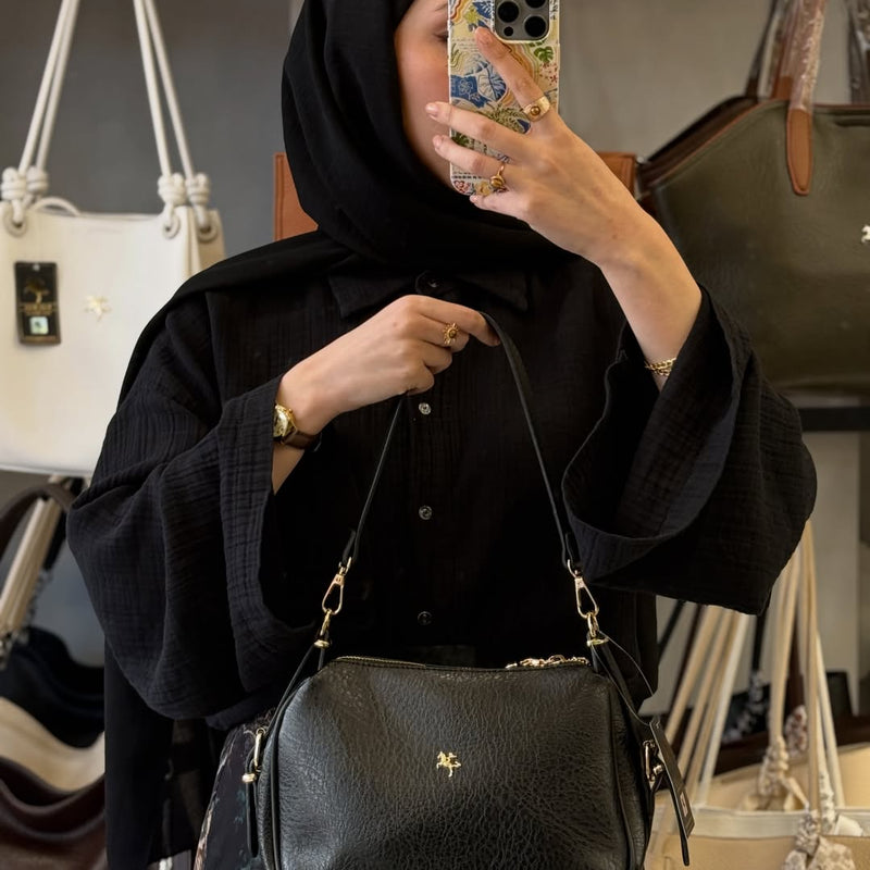 Nas Bag Siyah Kadın Omuz ve Çapraz Çanta Çok Gözlü Şık Tasarım - 1433 - 6