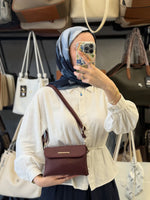 Nas Bag Bordo Çok Bölmeli Mini Omuz Çantası - 1434