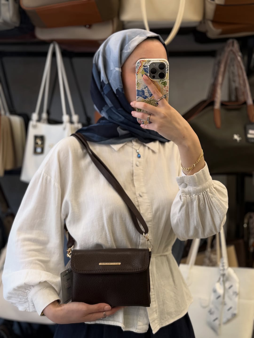 Nas Bag Kahve Çok Bölmeli Mini Omuz Çantası - 1434