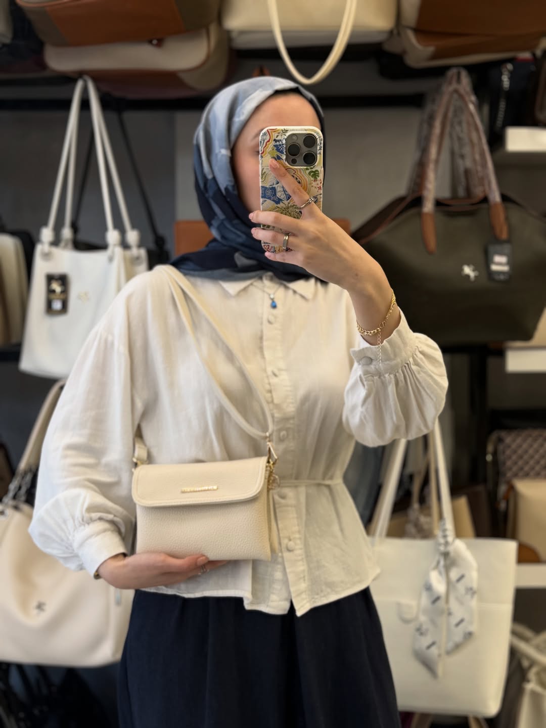 Nas Bag  Krem Çok Bölmeli Mini Omuz Çantası - 1434
