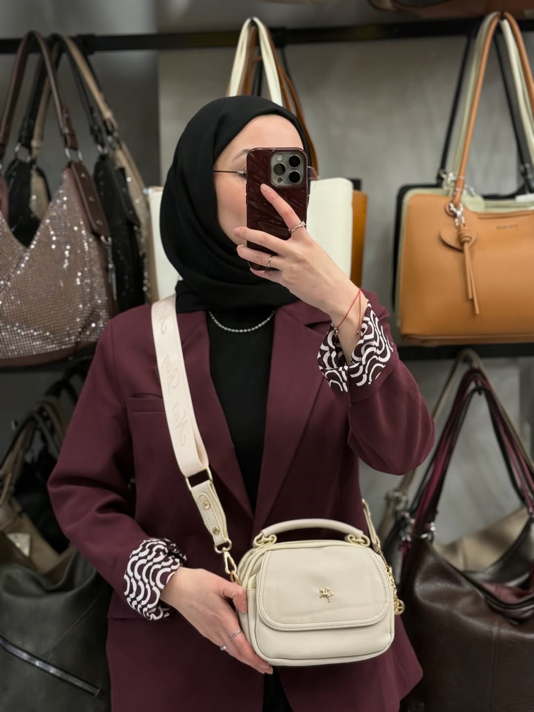 NASBAG Krem Bono Çok Bölmeli ve Geniş Askılı Kadın El ve Çapraz Omuz Çantası - 1444