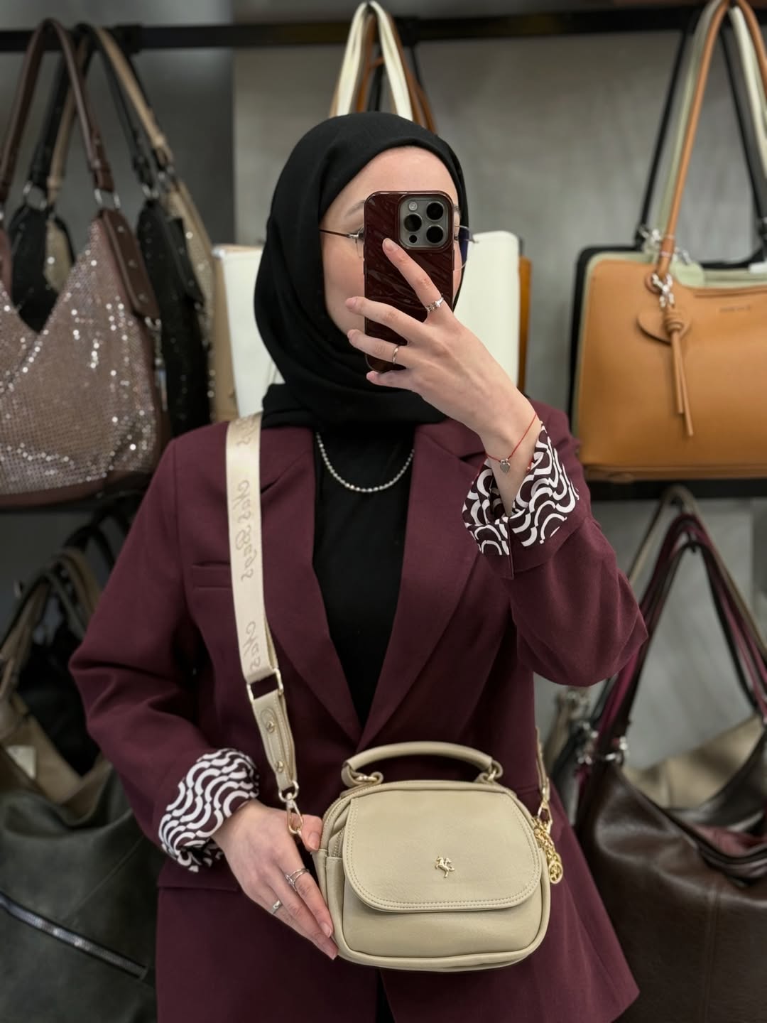 NASBAG Kum Bono Çok Bölmeli ve Geniş Askılı Kadın El ve Çapraz Omuz Çantası - 1444