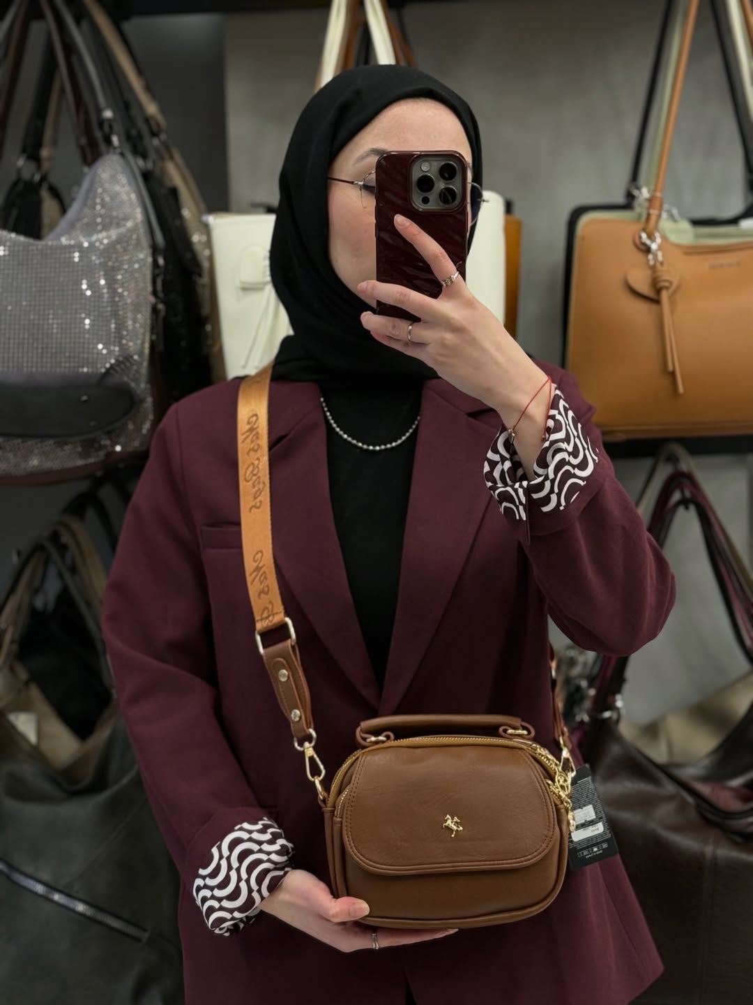 NASBAG Taba Bono Çok Bölmeli ve Geniş Askılı Kadın El ve Çapraz Omuz Çantası - 1444