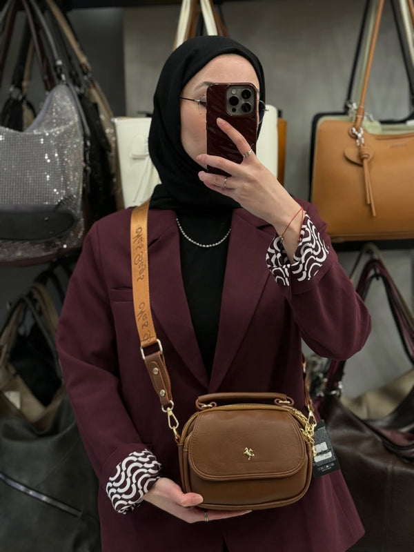 NASBAG Taba Bono Çok Bölmeli ve Geniş Askılı Kadın El ve Çapraz Omuz Çantası - 1444