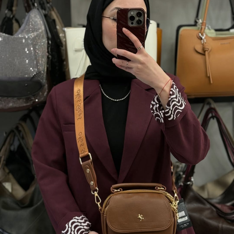 NASBAG Taba Bono Çok Bölmeli ve Geniş Askılı Kadın El ve Çapraz Omuz Çantası - 1444 - 4