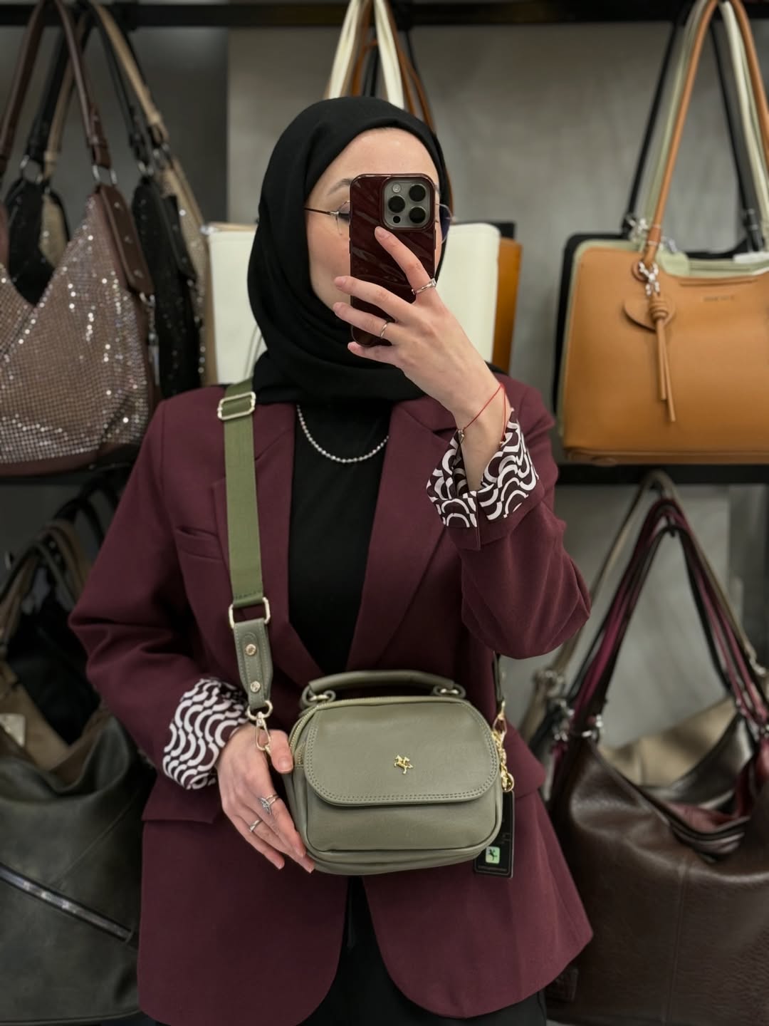 NASBAG Yeşil Bono Çok Bölmeli ve Geniş Askılı Kadın El ve Çapraz Omuz Çantası - 1444
