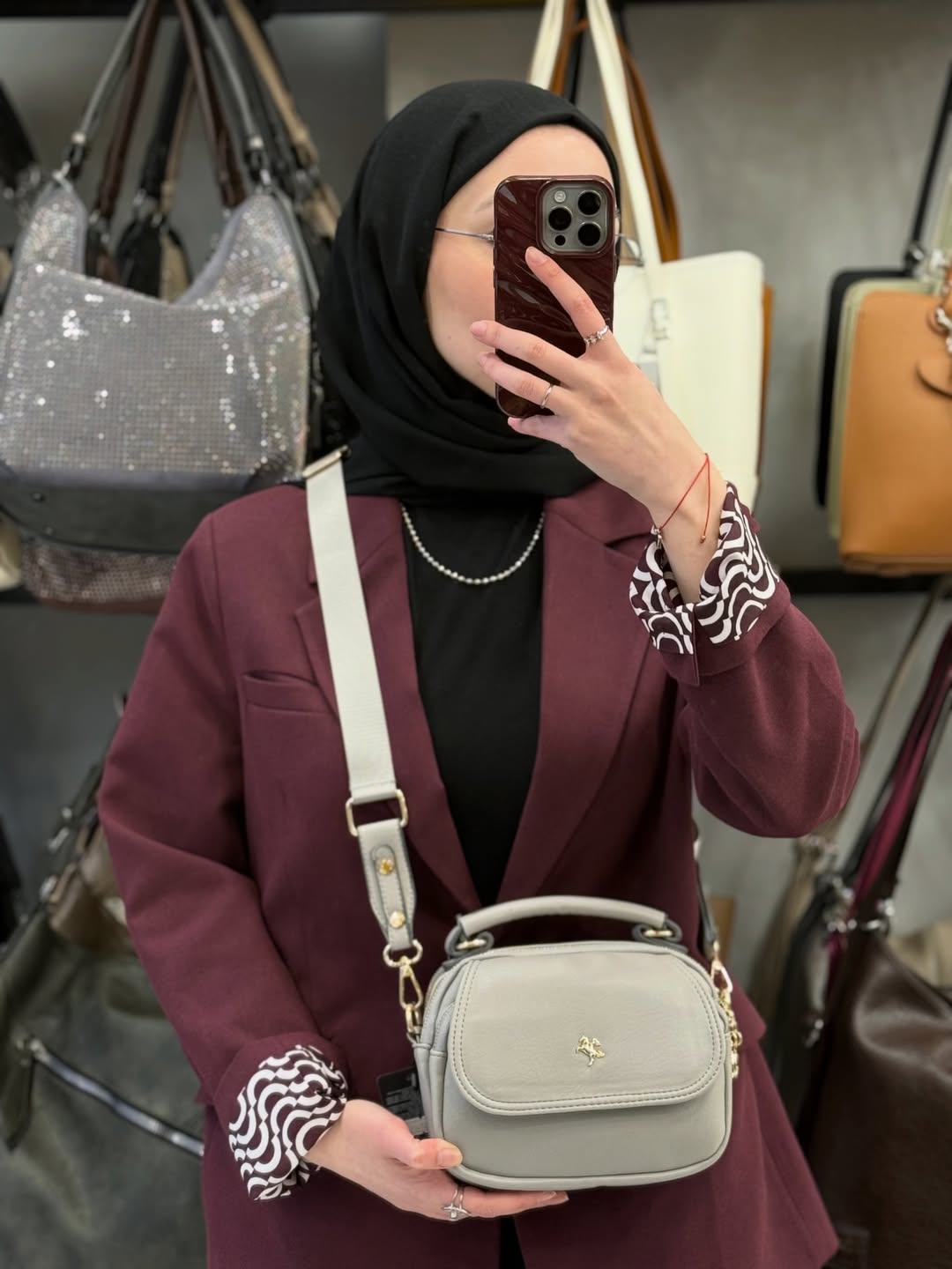 NASBAG Gri Bono Çok Bölmeli ve Geniş Askılı Kadın El ve Çapraz Omuz Çantası - 1444