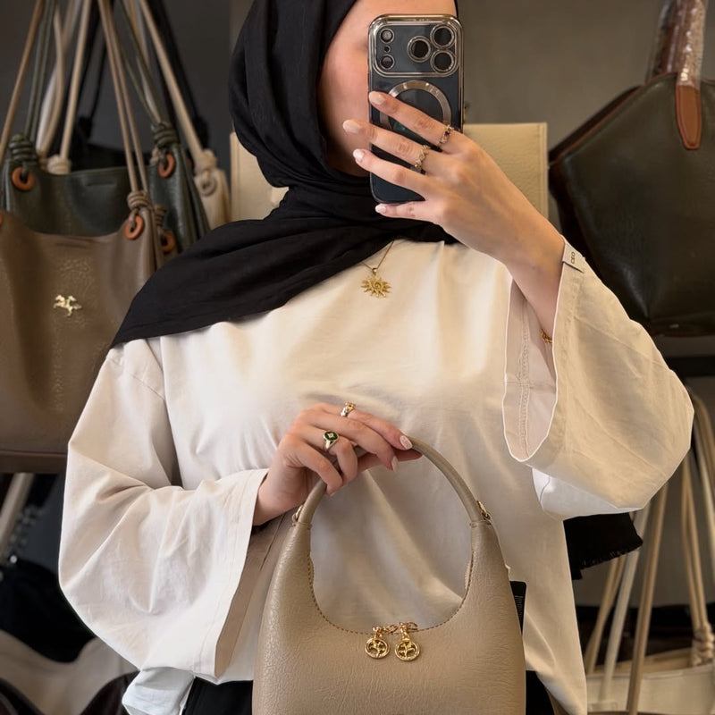 Nas Bag Kum Çift Fermuarlı Deri Dokulu Kadın Kol Çantası - 1451