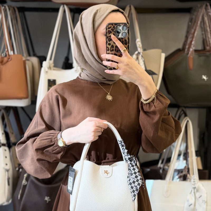 Nas Bag Fularlı Mini Boy El ve Çapraz Çanta - 1466 - 17