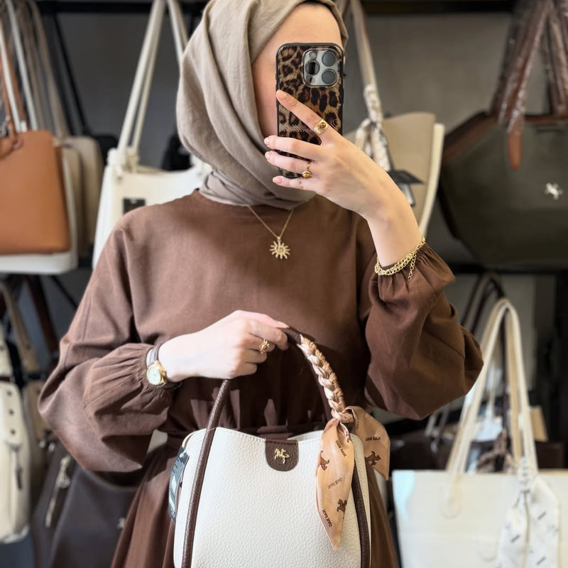 Nas Bag Krem Kahve Mini Boy El ve Çapraz Çanta - 1466 - 4
