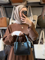 Nas Bag Siyah Fularlı Mini Boy El ve Çapraz Çanta - 1466