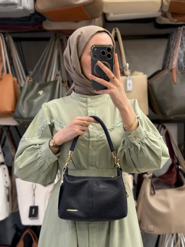 Nas Bag Lacivert Victoria Kumaş Kadın Mini Omuz ve Çapraz Çanta - 1469
