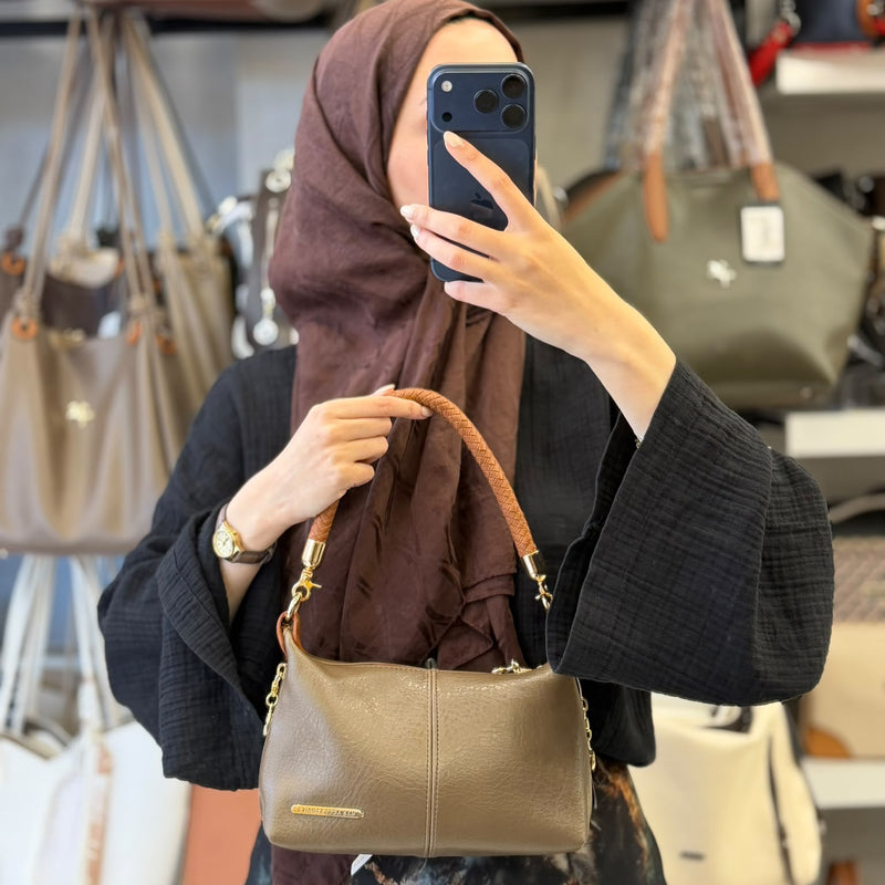 Nas Bag Vizon Taba Kadın Mini Omuz ve Çapraz Çanta - 1469 - 1