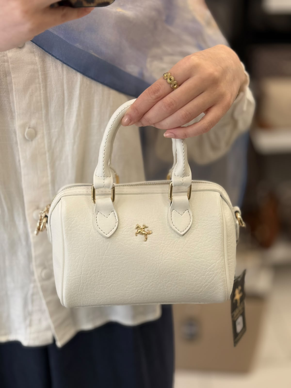 Nas Bag Beyaz Mini Kadın El ve Omuz Çantası – 1475