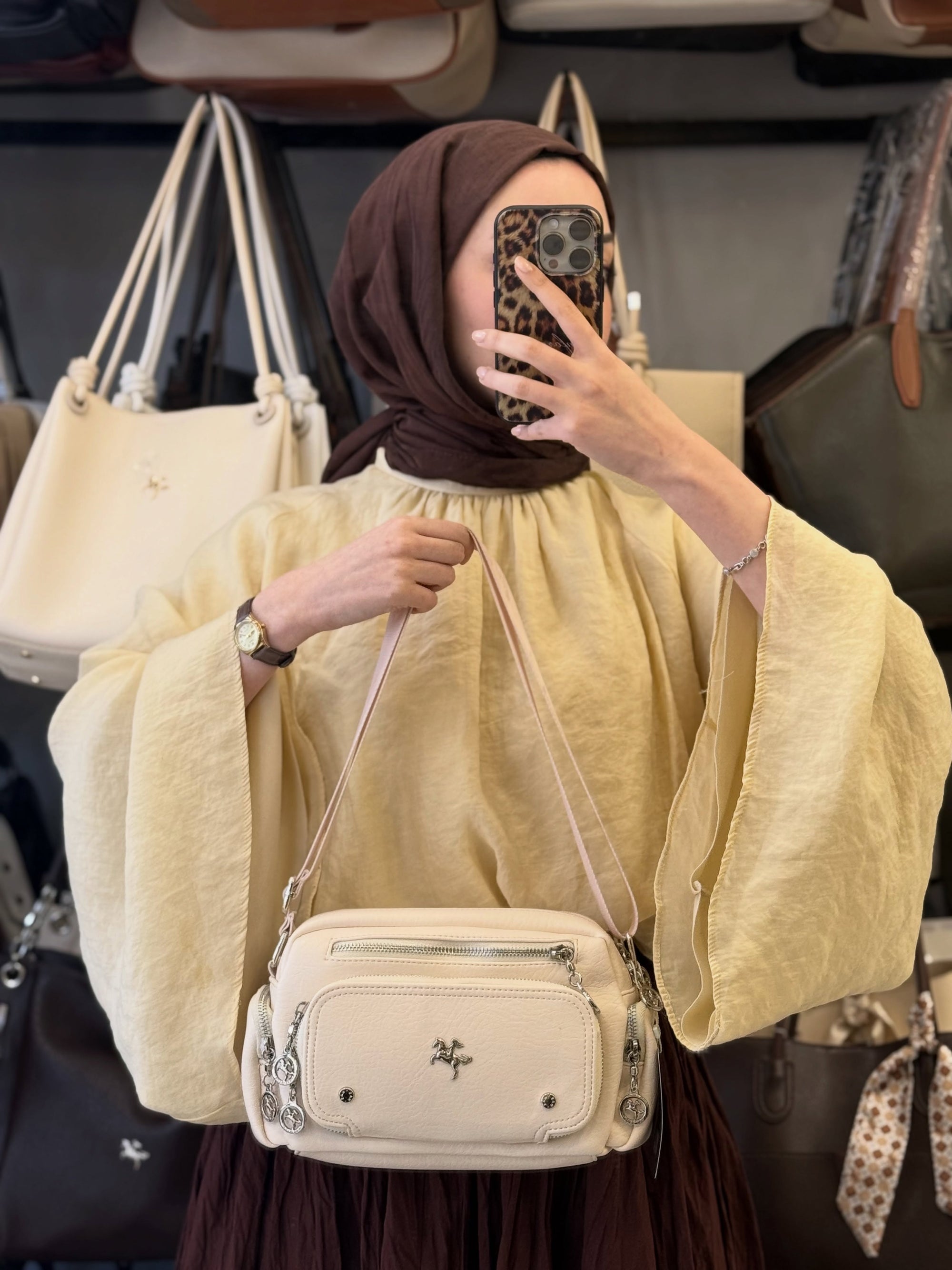 Nas Bag Krem Yumuşak Dokulu Kadın El ve Omuz Çantası - 1476