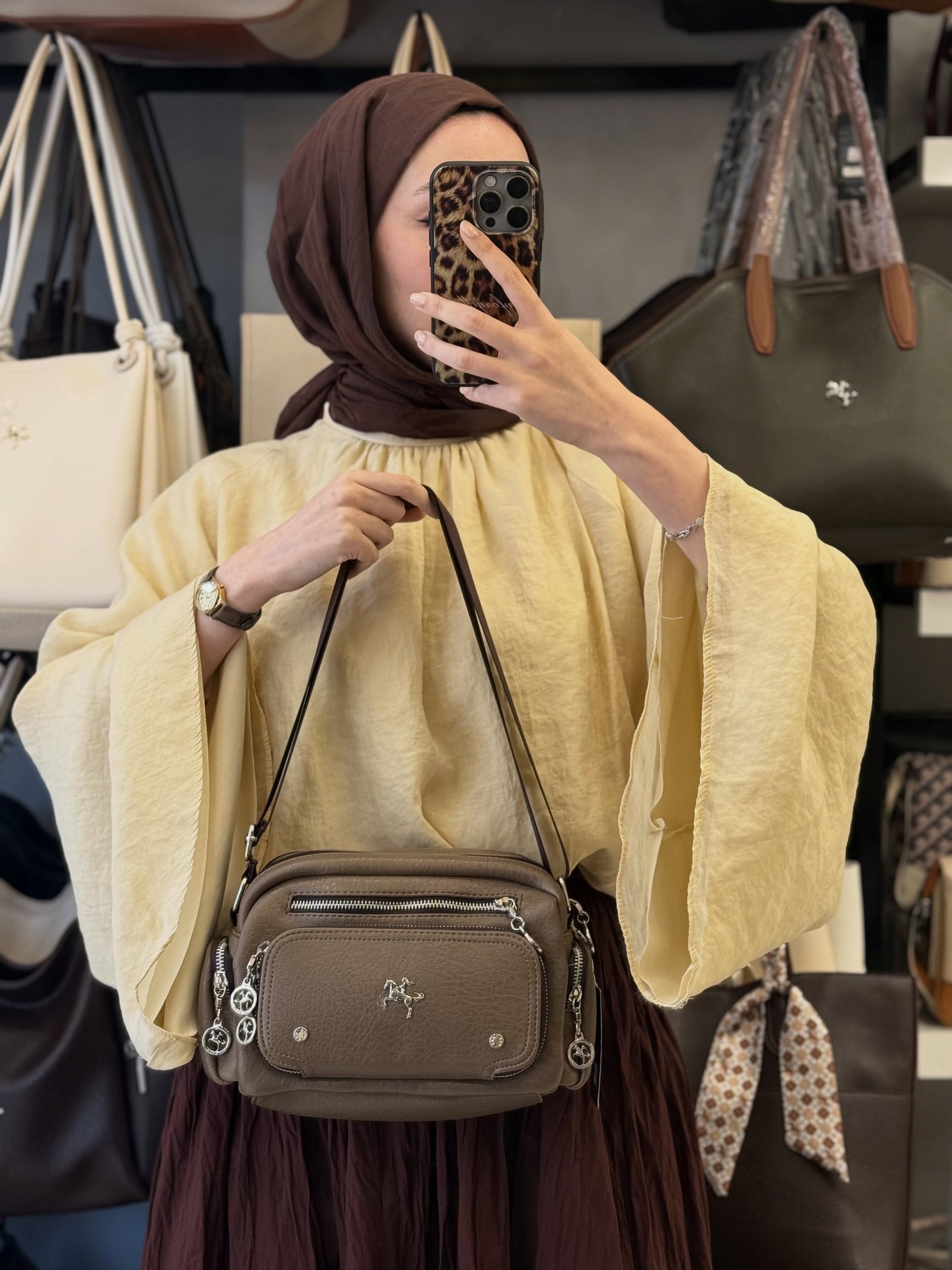 Nas Bag Vizon Yumuşak Dokulu Kadın El ve Omuz Çantası - 1476