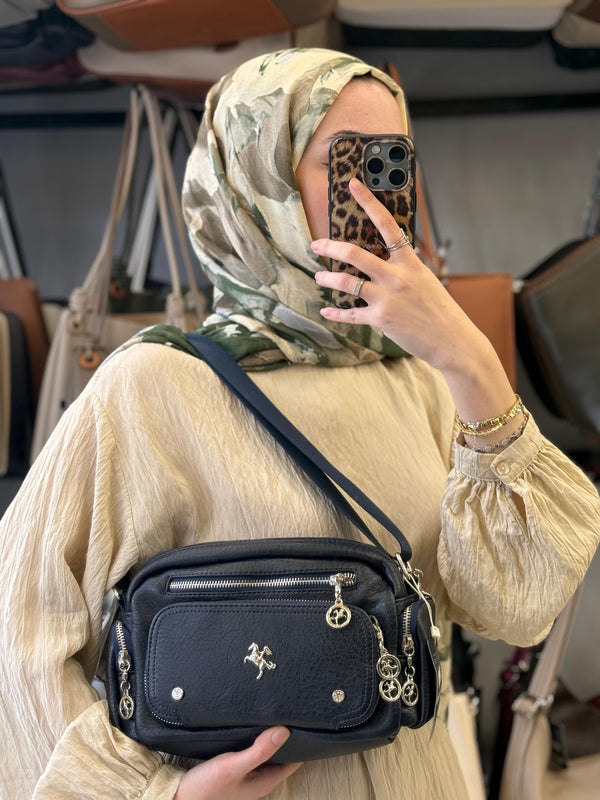 Nas Bag Lacivert Yumuşak Dokulu Kadın El ve Omuz Çantası - 1476