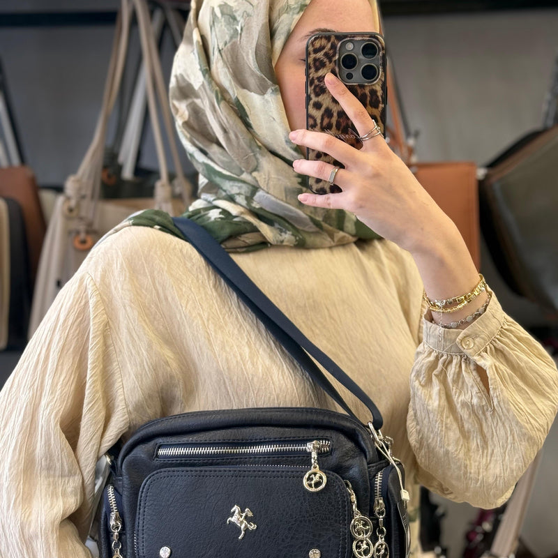 Nas Bag Lacivert Yumuşak Dokulu Kadın El ve Omuz Çantası - 1476 - 4