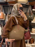 Nas Bag Vizon Taba Yumuşak Dokulu & Çok Bölmeli El ve Omuz Çantası - 1486