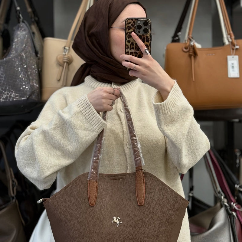 Nas Bag Yumuşak Dokulu & Çok Bölmeli El ve Omuz Çantası - 1486 - 4