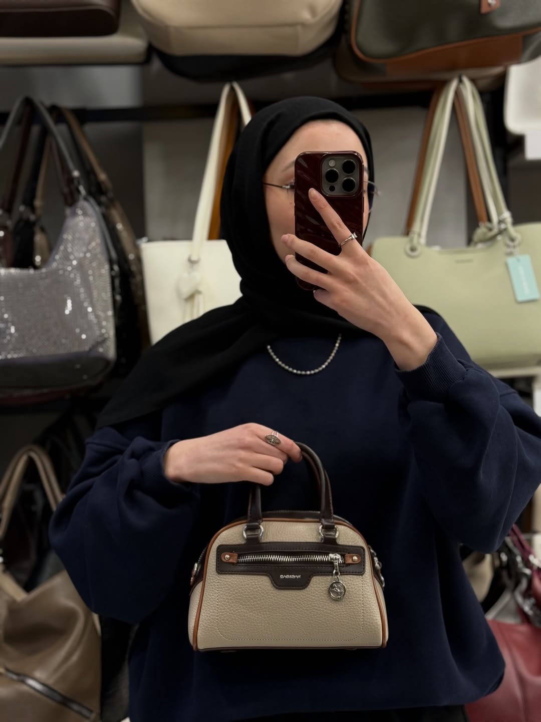 NASBAG Yumuşak Dokulu Fermuarlı Kadın El ve Omuz Çantası - 1494