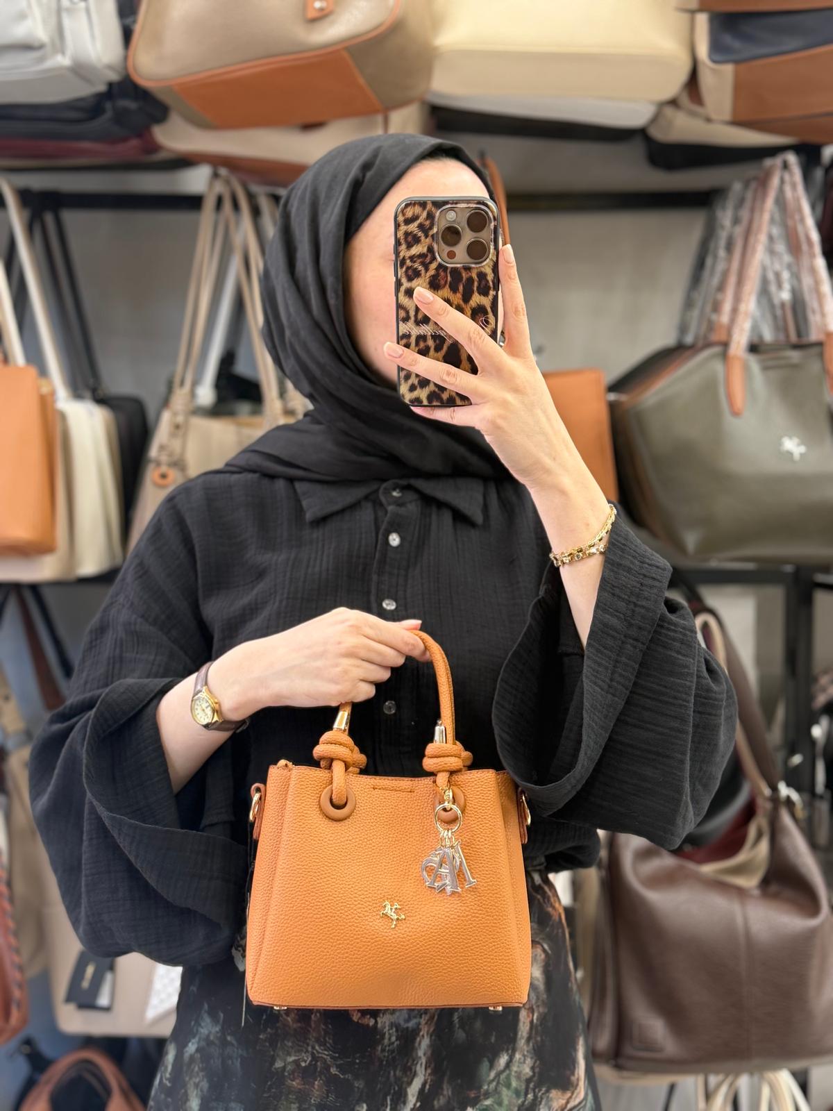 Nas Bag Kadın Charmlı Hardal Mini El ve Çapraz Çanta - 1498