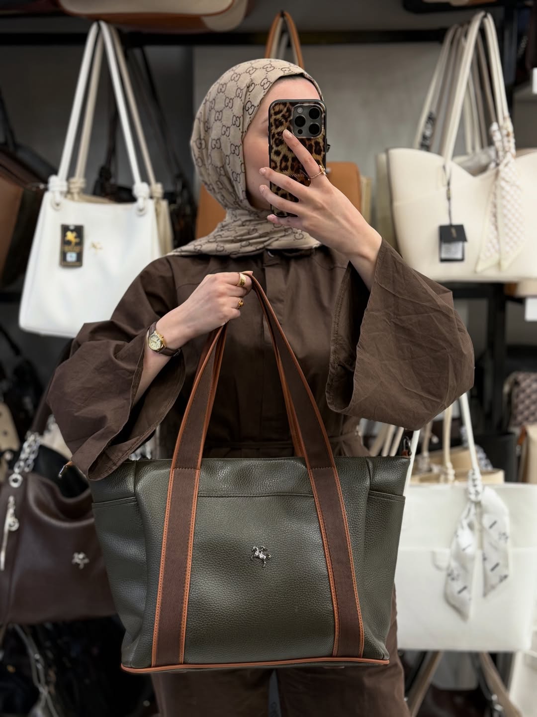 Nas Bag Haki Kadın Extra Büyük Omuz Çantası ve Spor Çantası - 1508