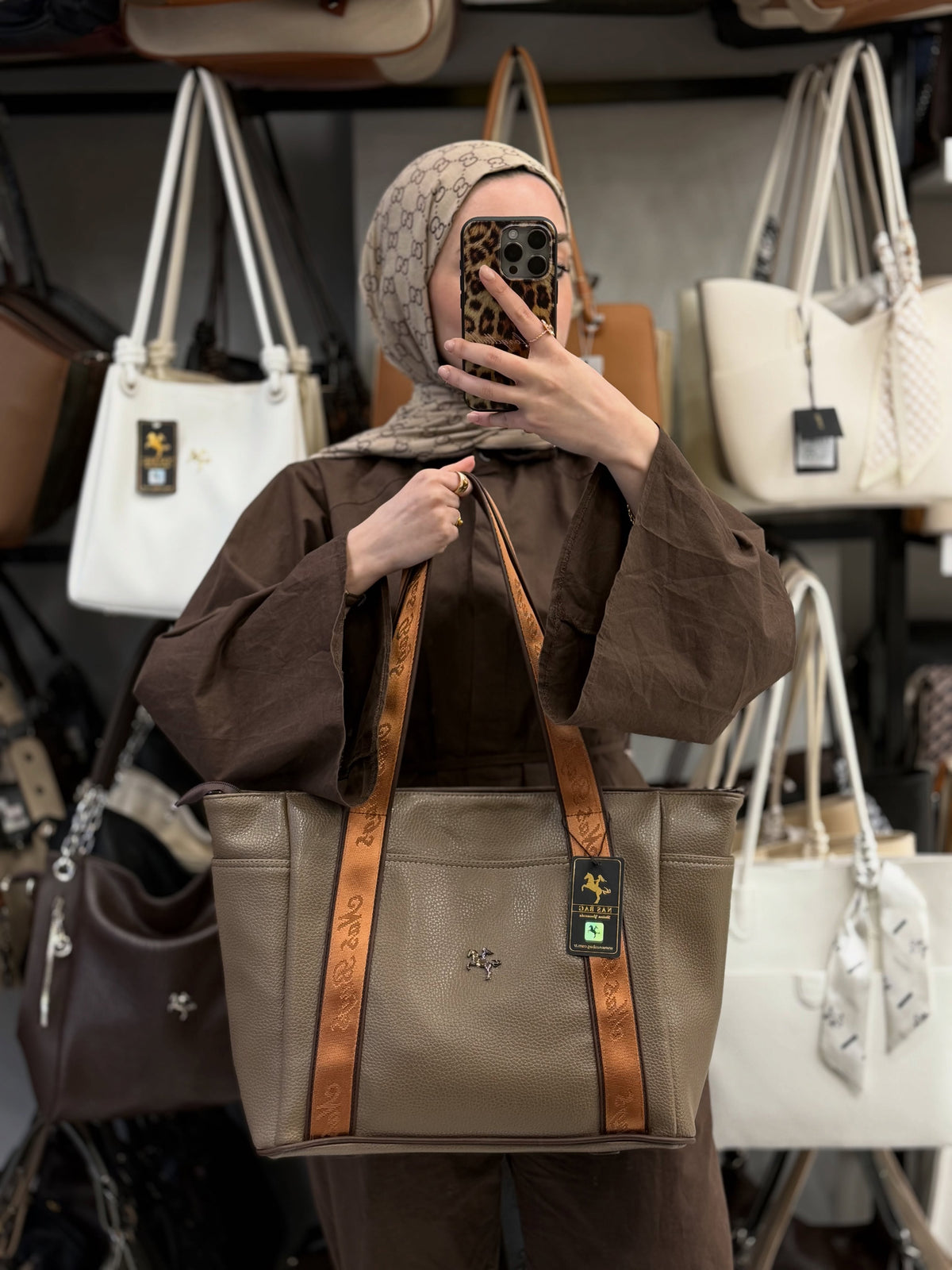 Nas Bag Vizon Kahve Kadın Extra Büyük Omuz Çantası ve Spor Çantası - 1508