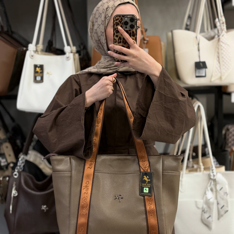 Nas Bag Vizon Kahve Kadın Extra Büyük Omuz Çantası ve Spor Çantası - 1508 - 1