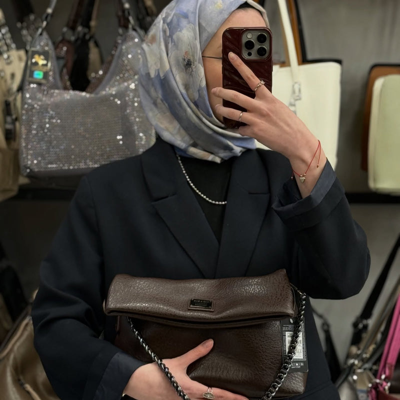 Nas Bag Zincir Askılı Katlamalı Çok Yönlü Kadın Omuz ve Clutch Çanta - 1513 - 22