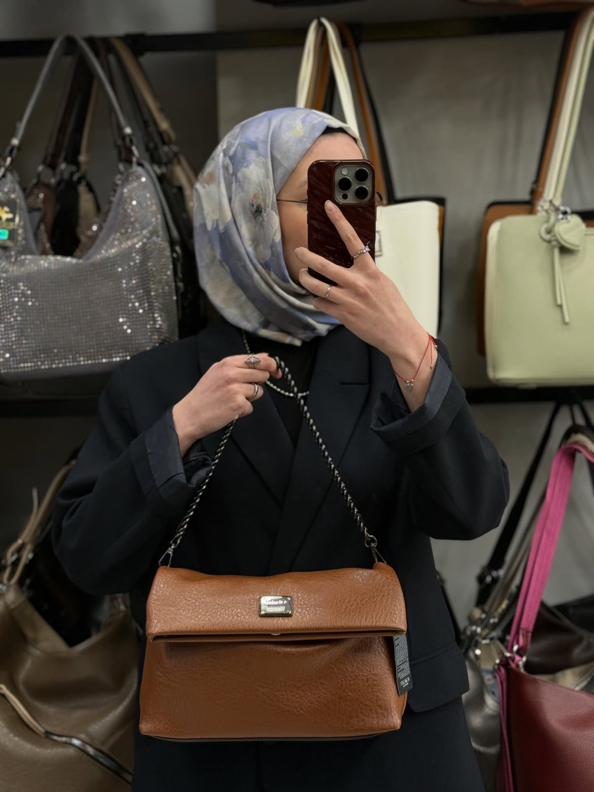 Nas Bag Zincir Askılı Katlamalı Çok Yönlü Kadın Omuz ve Clutch Çanta - 1513