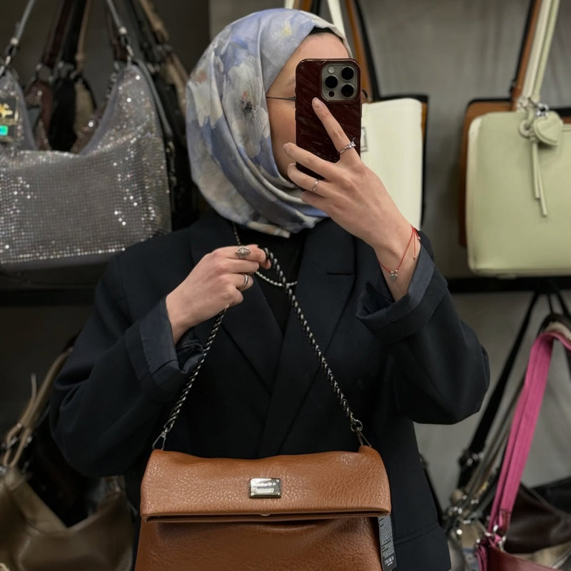 Nas Bag Zincir Askılı Katlamalı Çok Yönlü Kadın Omuz ve Clutch Çanta - 1513 - 9