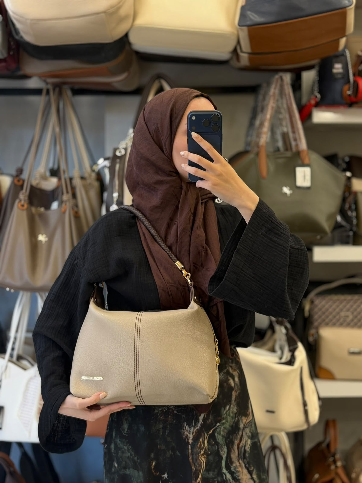 Nas Bag Kadın Kum Kahve Şık Örgülü Askılı Omuz ve Çapraz Çanta - 1515