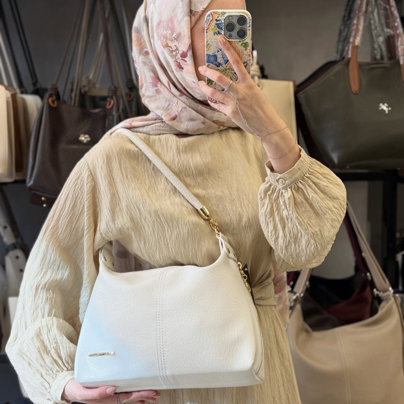 Nas Bag Kadın Beyaz Şık Örgülü Askılı Omuz ve Çapraz Çanta - 1515 - 2