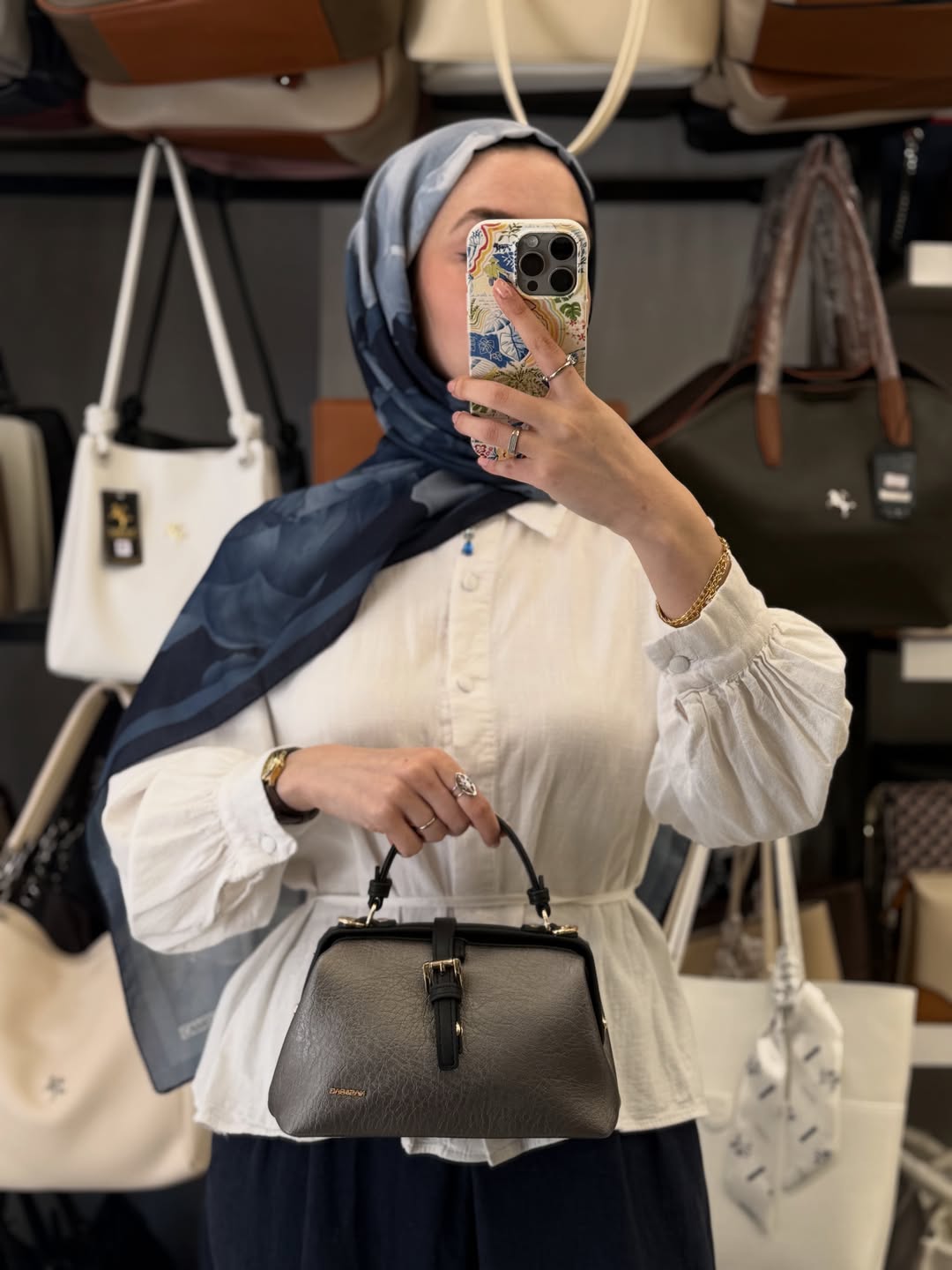 Nas Bag Gri Bölmeli Kadın Kol ve El Çantası - 1516