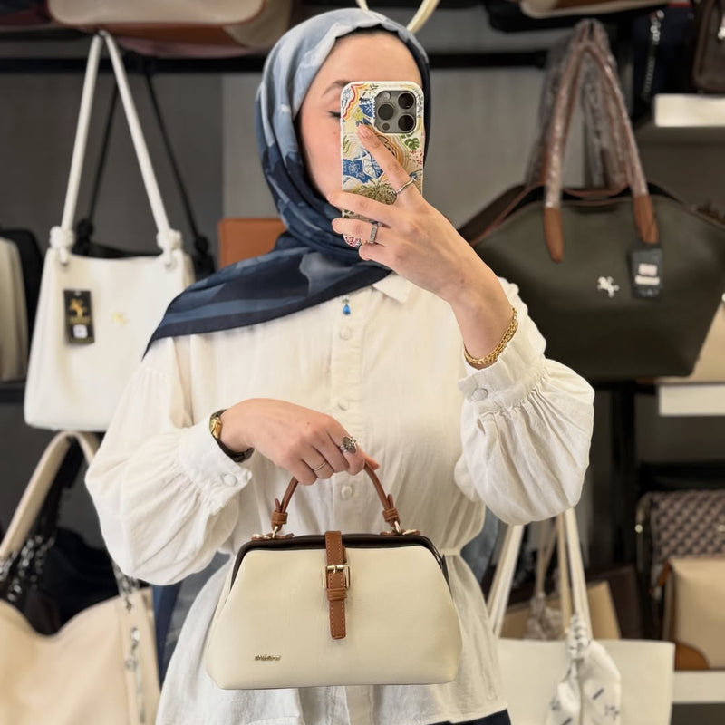 Nas Bag Krem Bölmeli Kadın Kol ve El Çantası - 1516 - 1