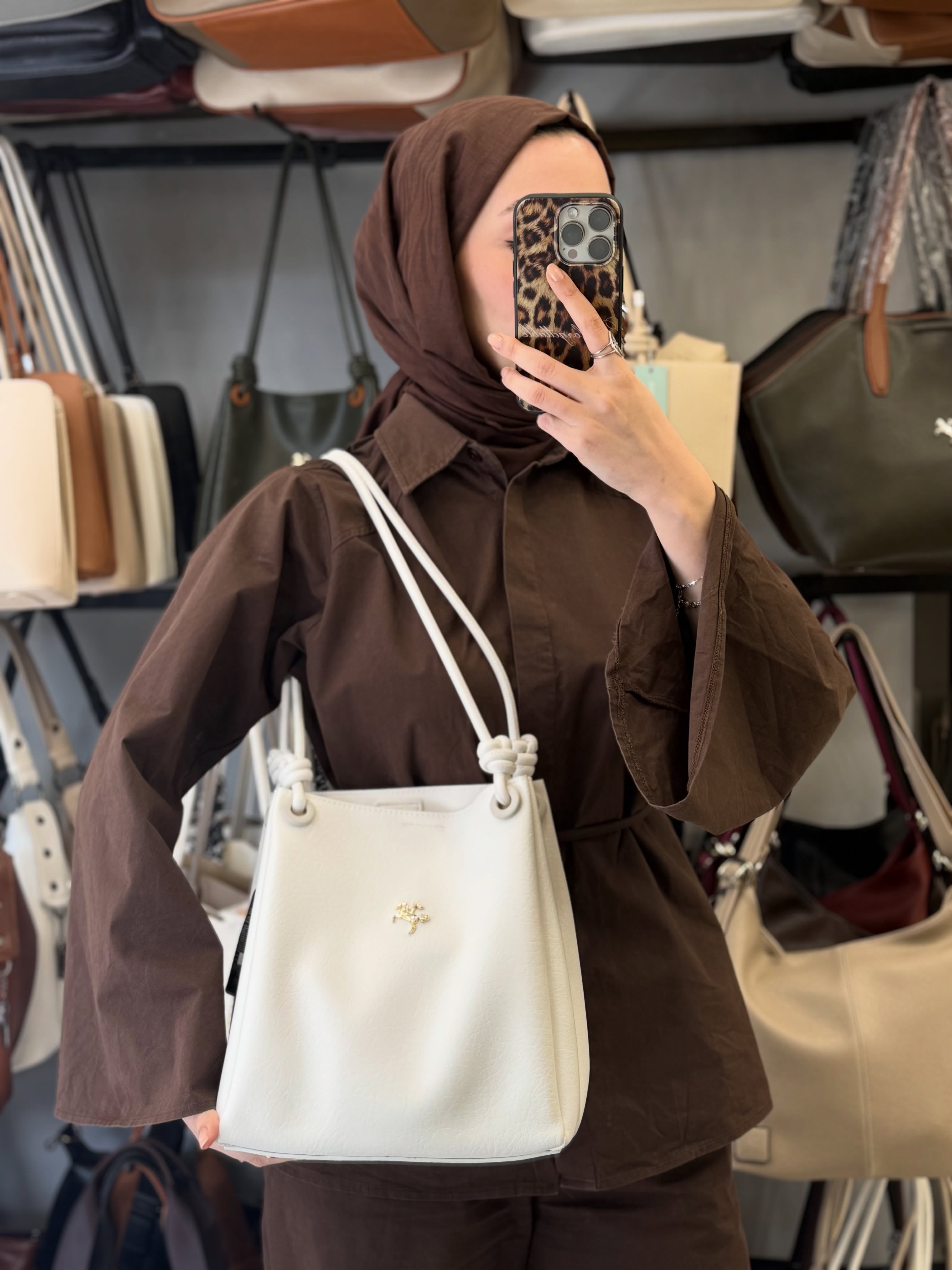 Nas Bag Kadın 2 li Set Beyaz Omuz ve Çapraz Çanta - 1524